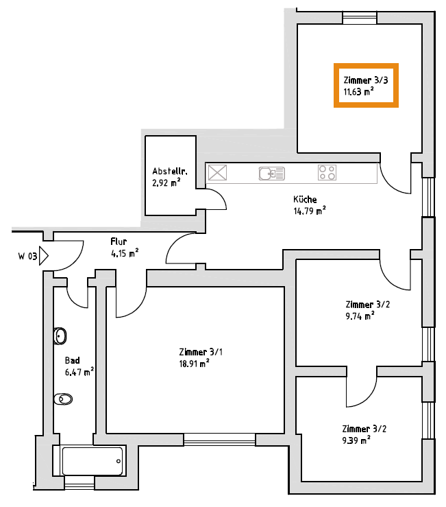 Wohnung 3 Zimmer 3